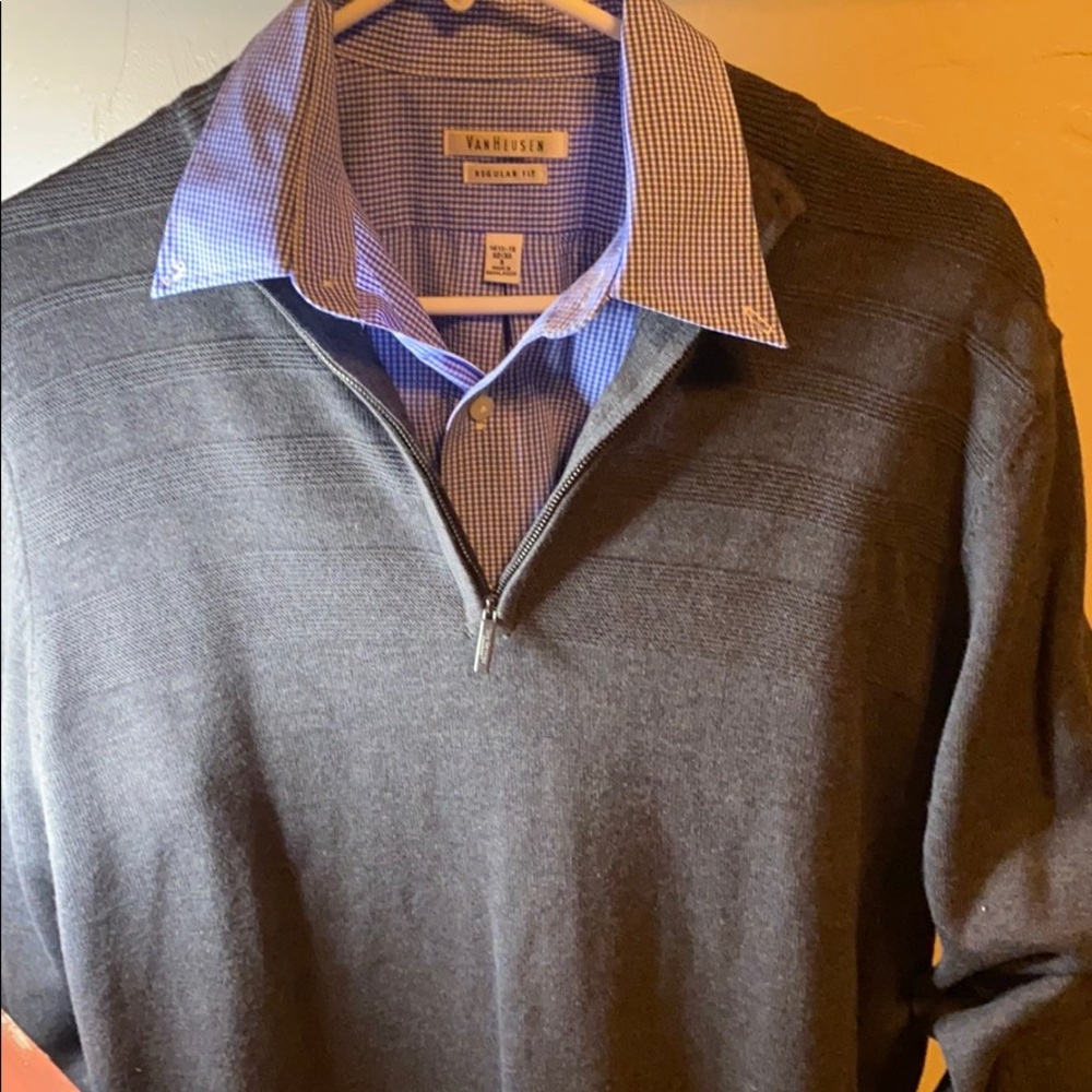 TWO Men’s shirts one button down and a sweater.
